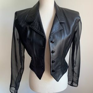 Vintage Firenze black leather jacket M EUC